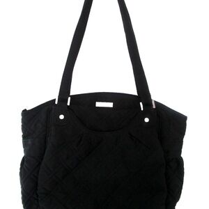 Vera Bradley Glenna Satchel Purse Black Quilted Shoulder Bag Tote Microfiber